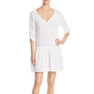 THREE DOTS Drop-waist Gauze‎ Peasant Dress Midi